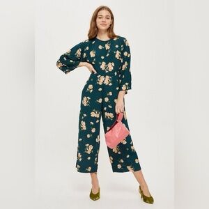 Topshop Floral Teal Jumpsuit